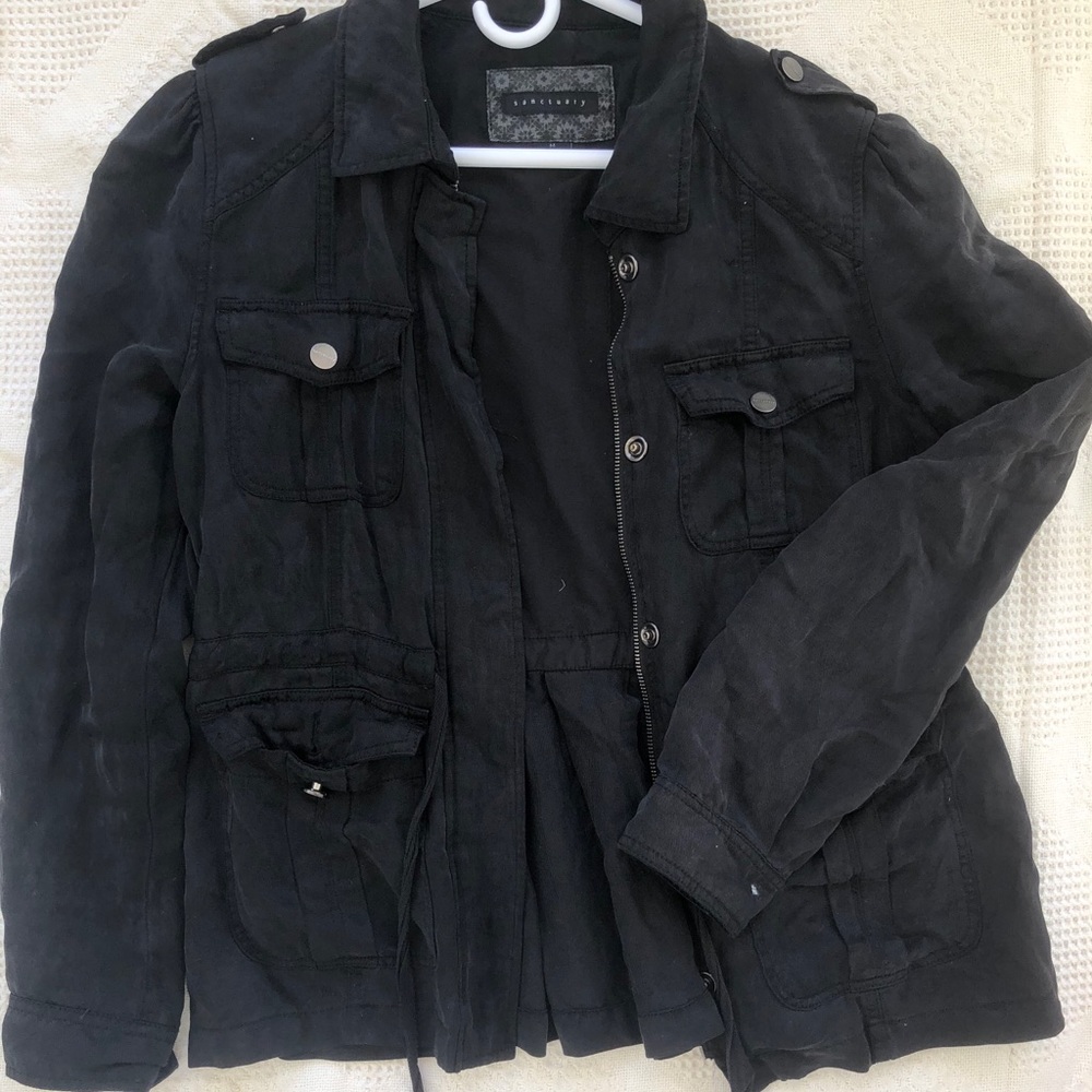 Sanctuary Brand Soft Wash Black Linen Jacket